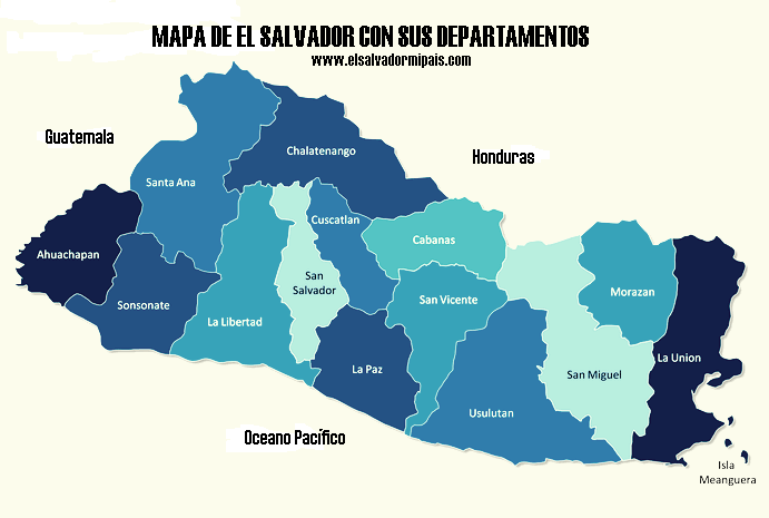 Mapa de El Salvador con sus departamentos